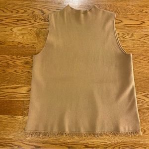 Ann Taylor mock neck sweater tank with fringed hem